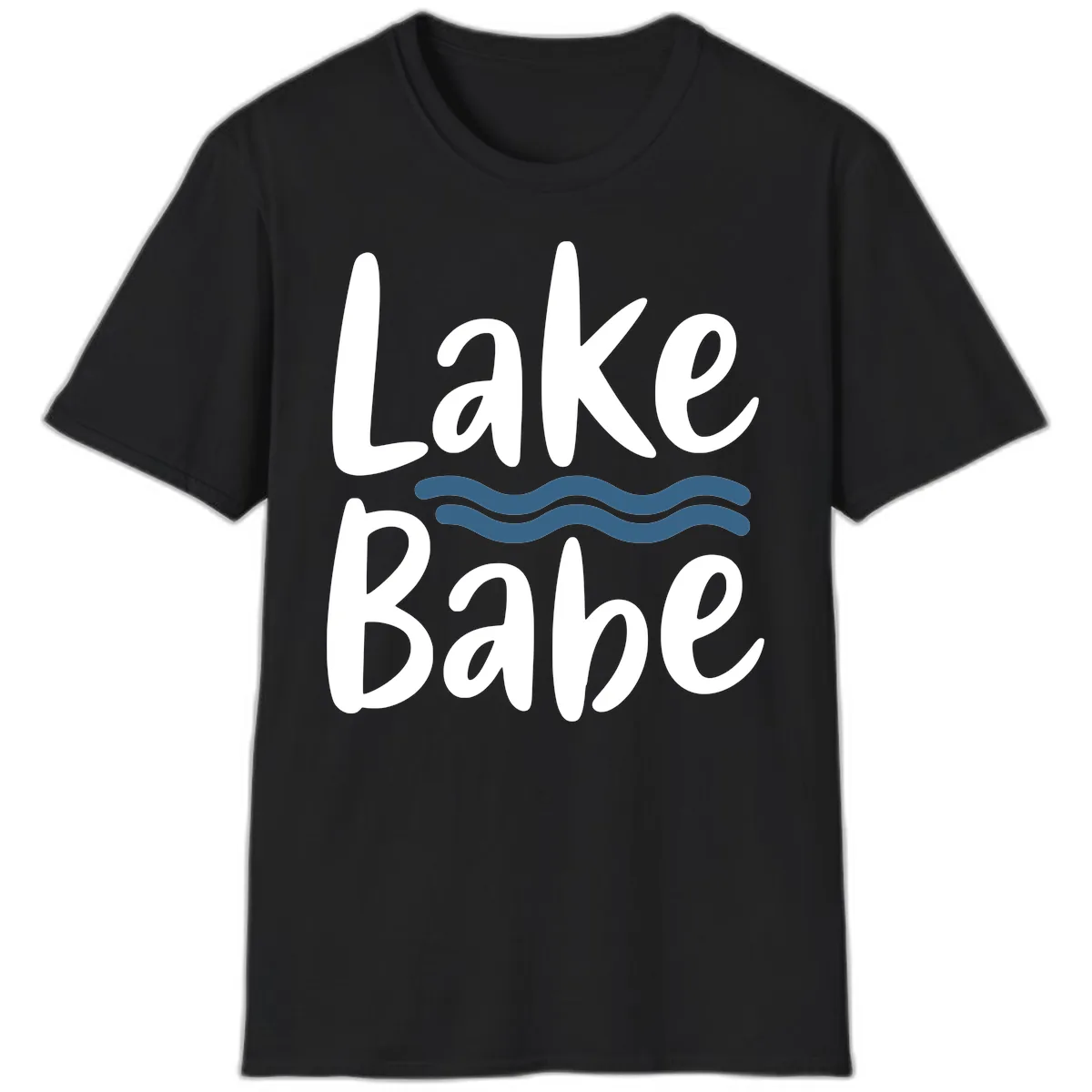 Lake Babe Typography Design T-Shirt in Black