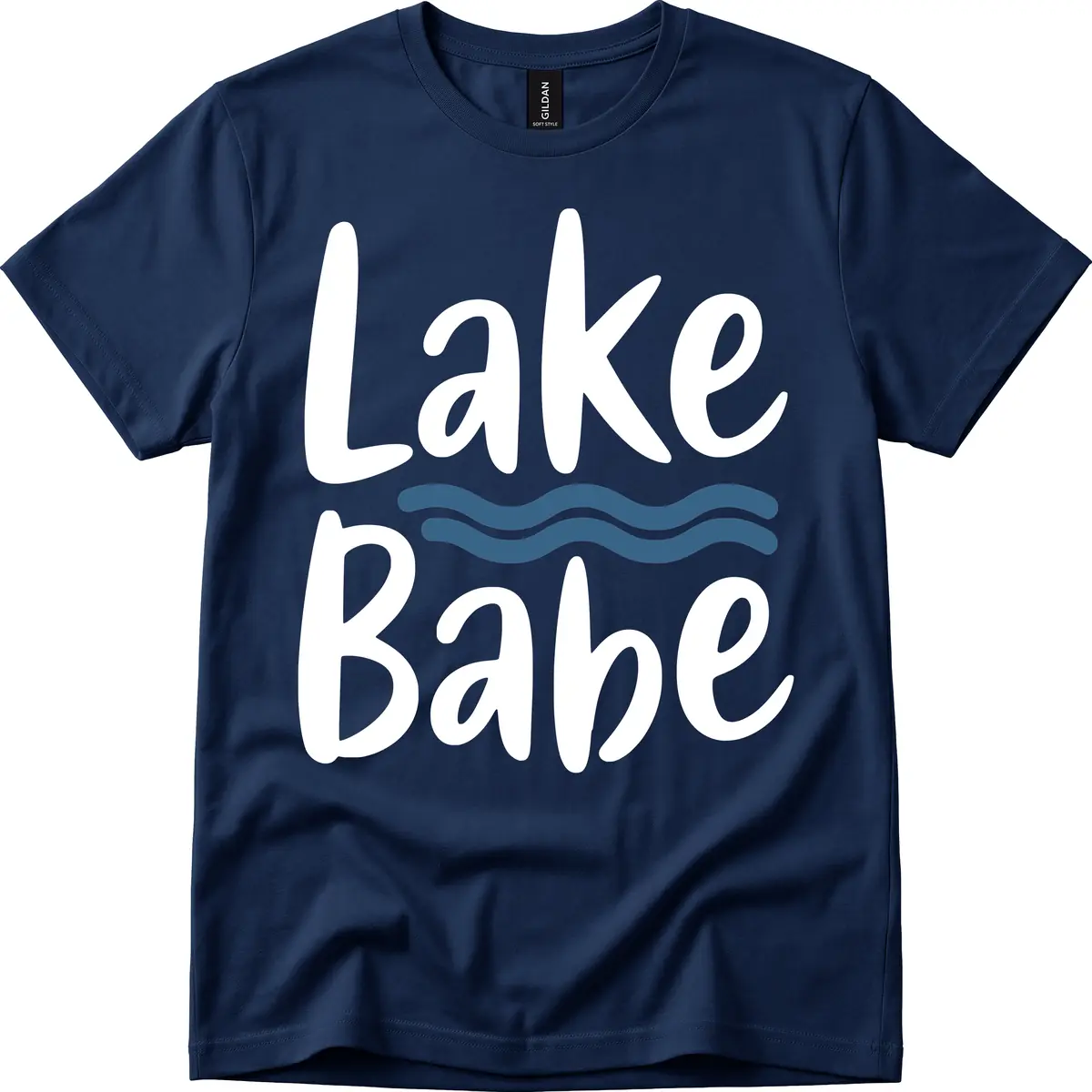 Lake Babe Typography Design T-Shirt in Navy