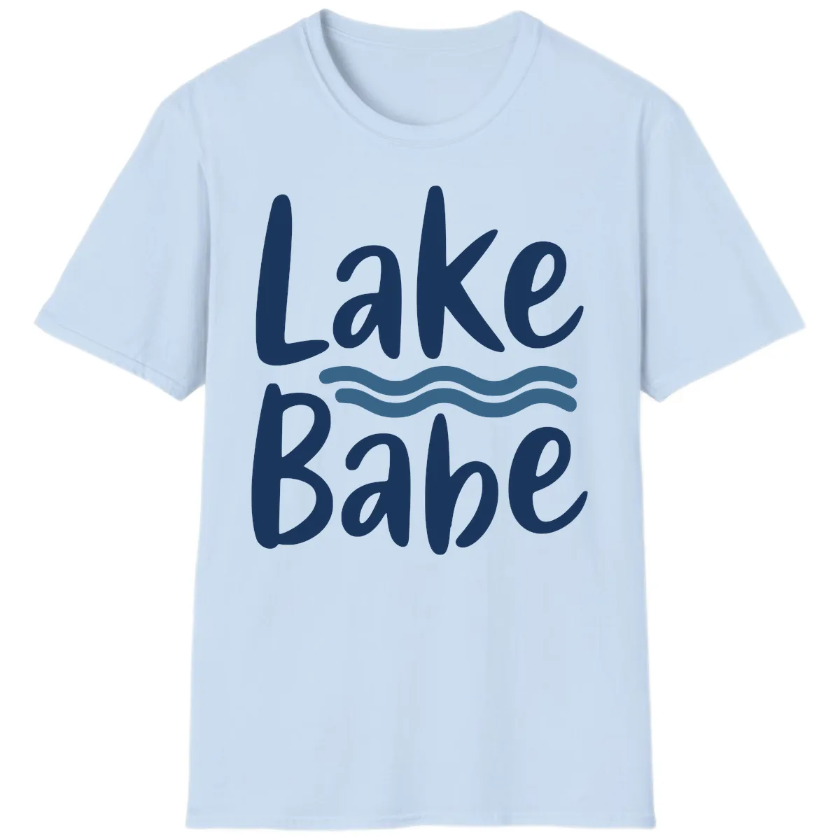Lake Babe Typography Design T-Shirt in Light Blue