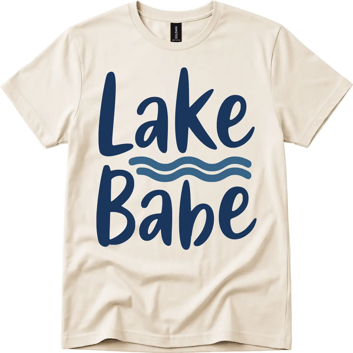 Lake Babe Typography Design T-Shirt in Natural