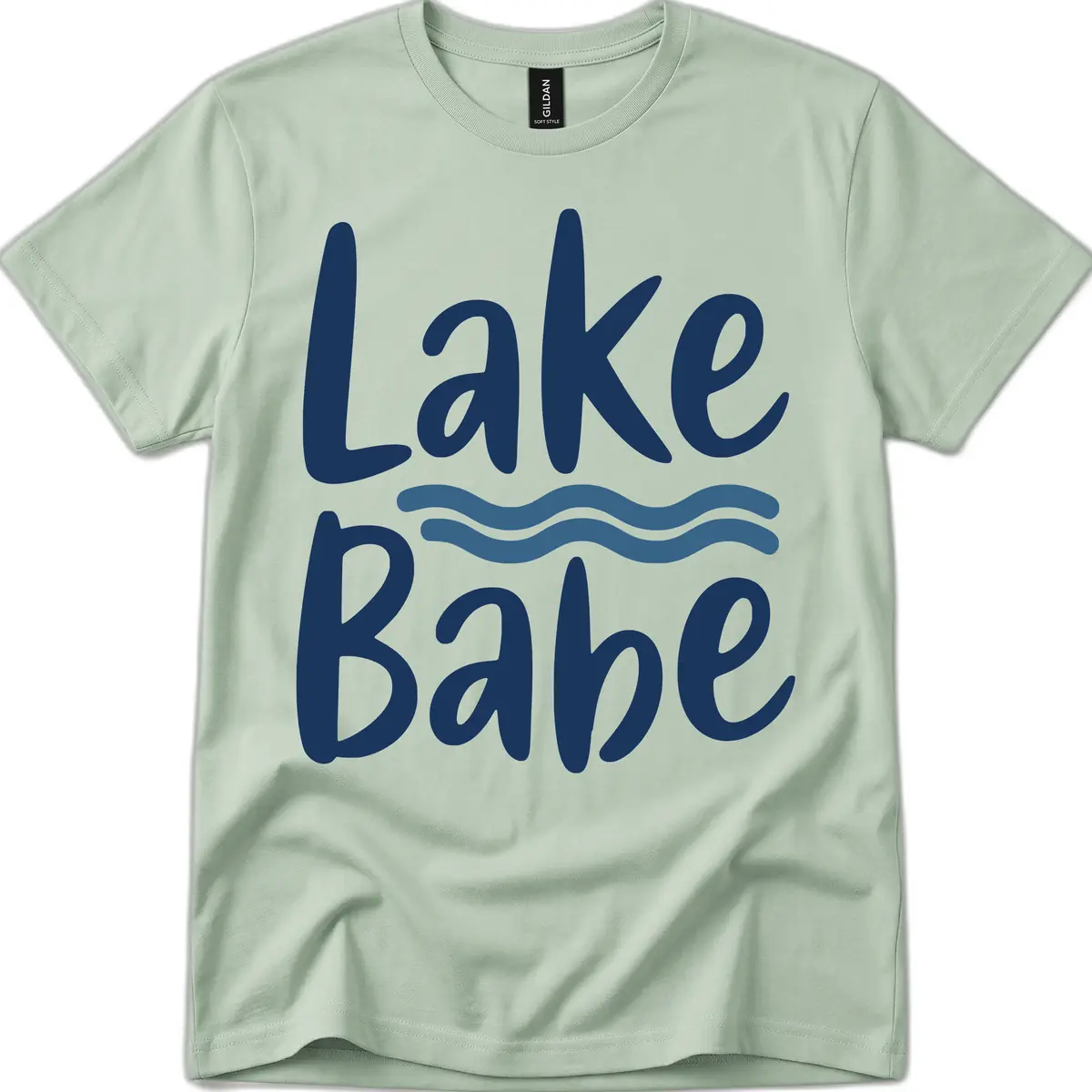 Lake Babe Typography Design T-Shirt in Sage