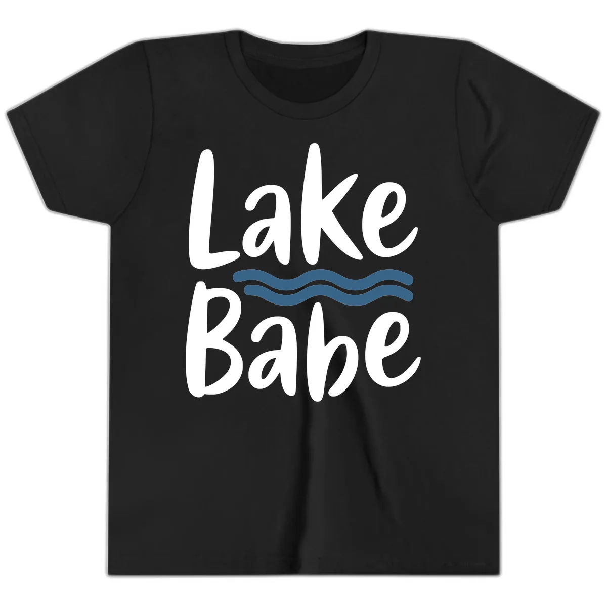 Lake Babe Typography Design Youth T-Shirt in Black