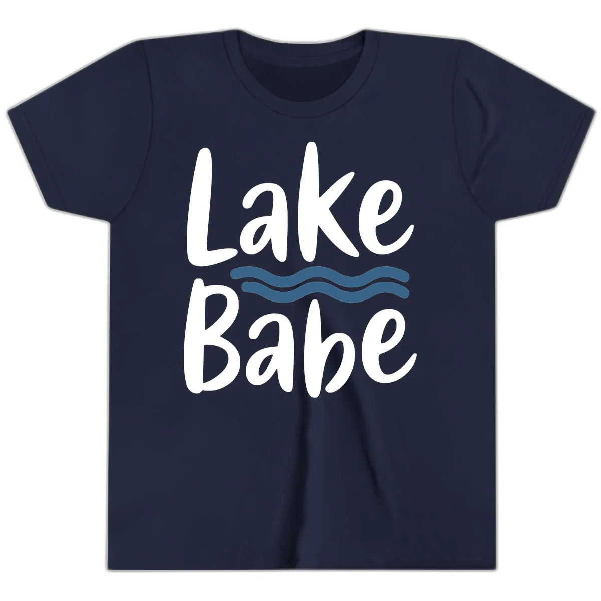Lake Babe Typography Design Youth T-Shirt in Navy
