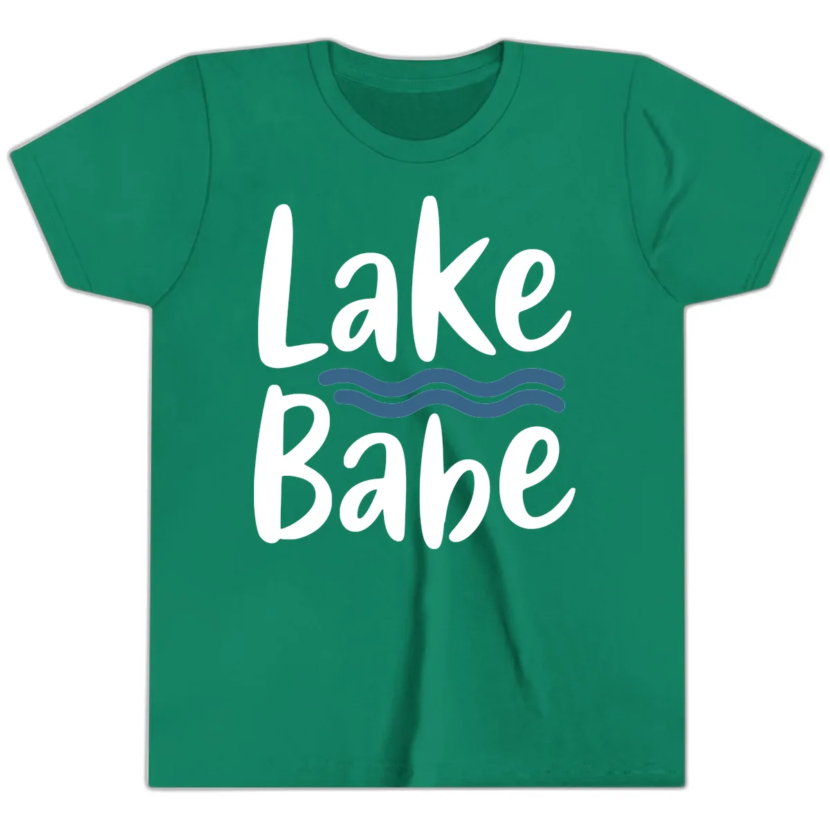 Lake Babe Typography Design Youth T-Shirt in Kelly