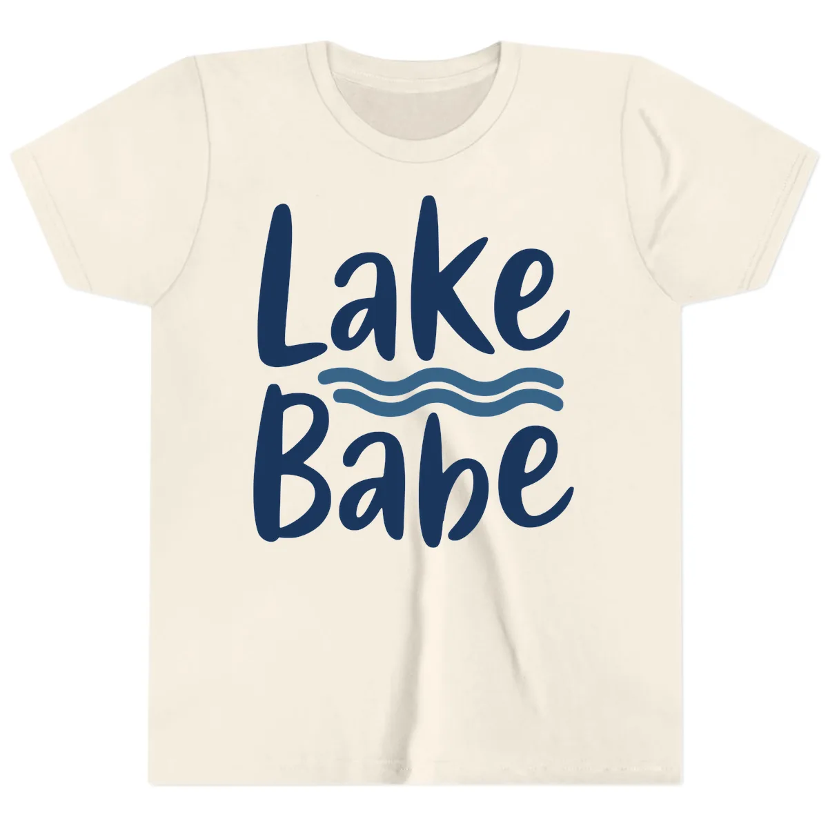 Lake Babe Typography Design Youth T-Shirt in Natural