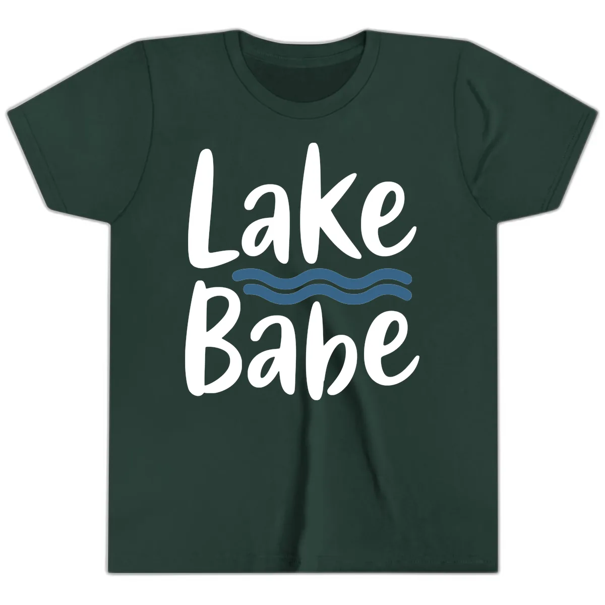 Lake Babe Typography Design Youth T-Shirt in Forest