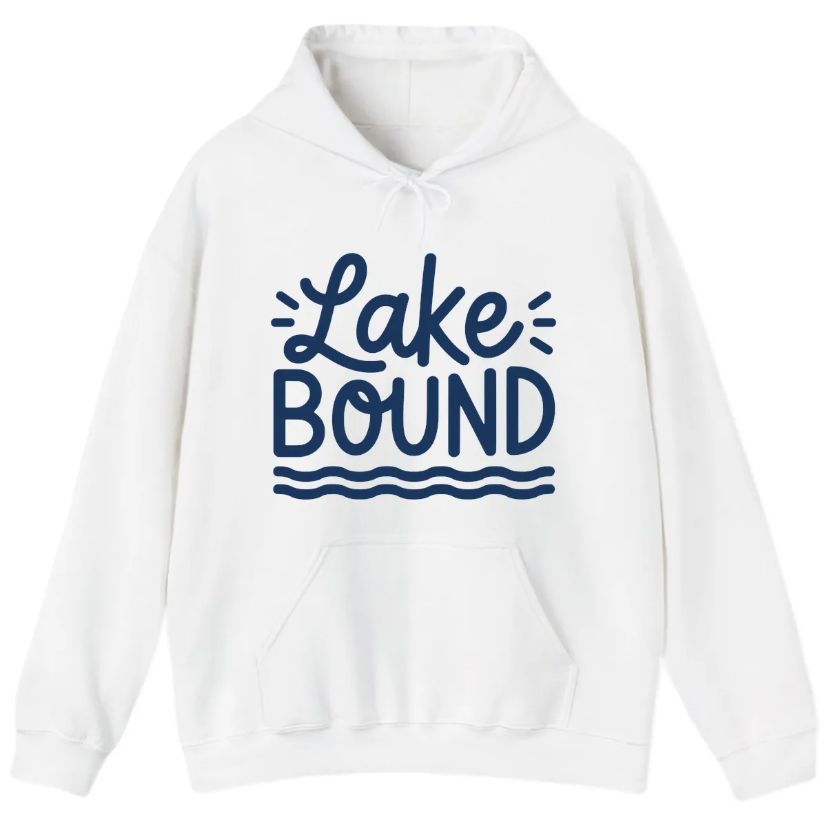 Lake Bound Typography Design Hoodie in White