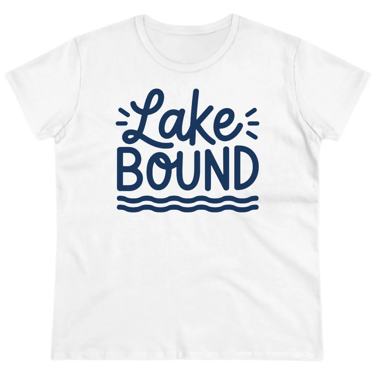 Lake Bound Typography Design Ladies Tee in White