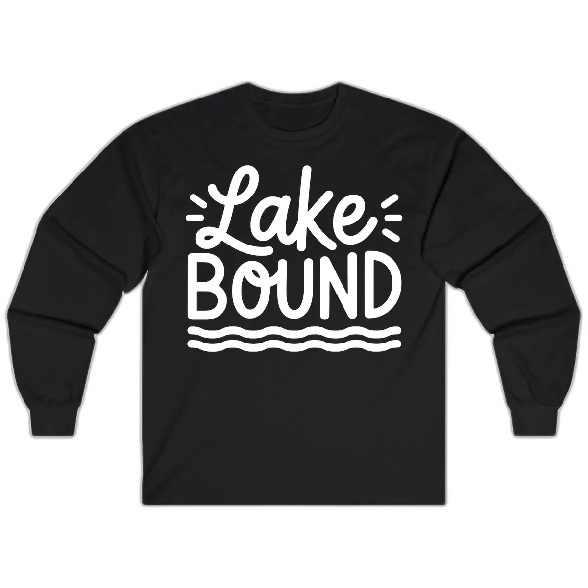 Lake Bound Typography Design Long Sleeve in Black