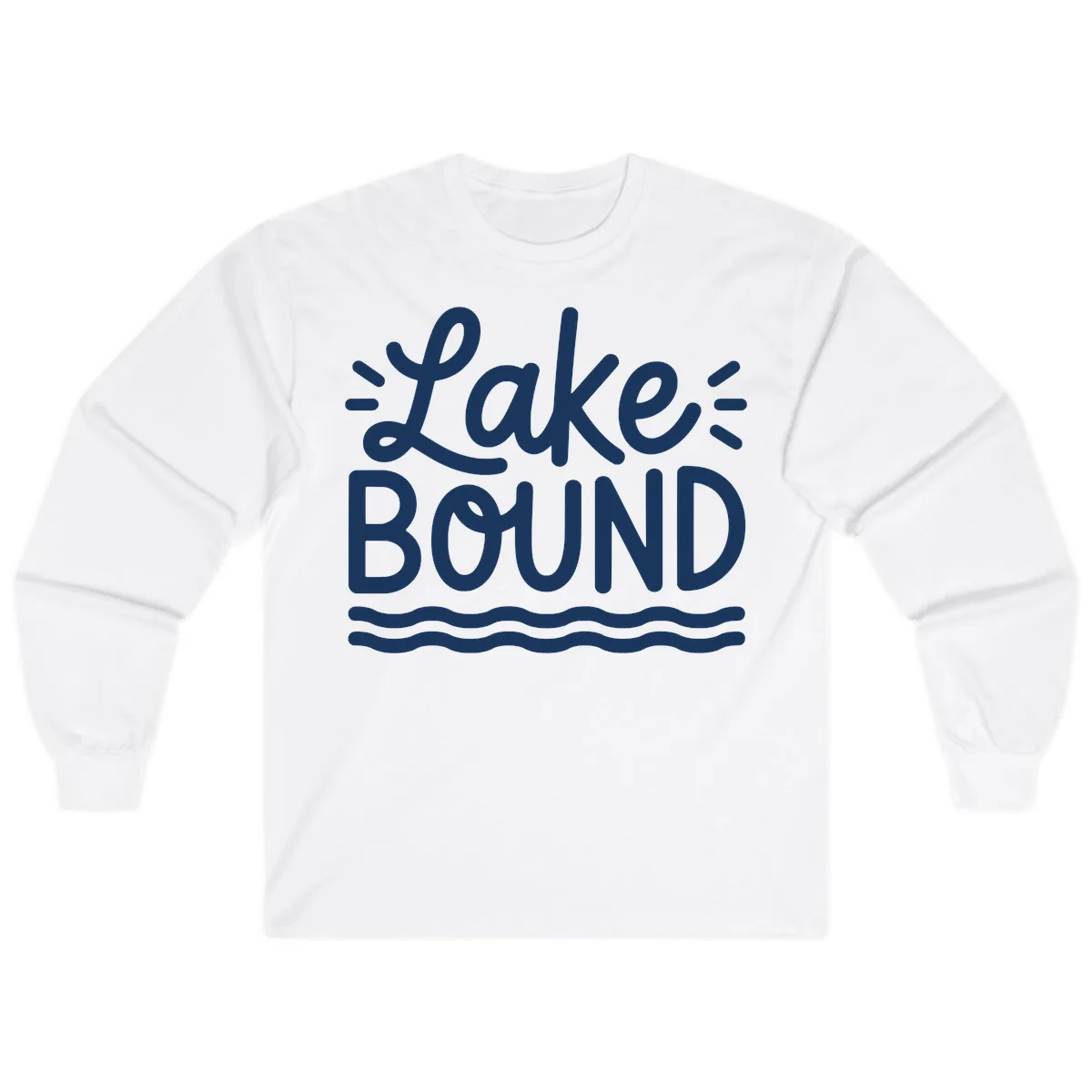 Lake Bound Typography Design Long Sleeve in White
