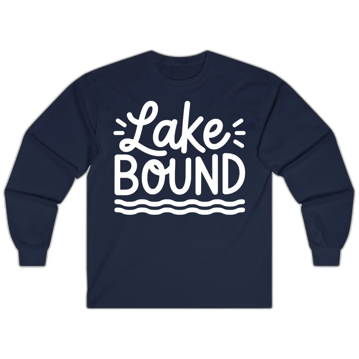 Lake Bound Typography Design Long Sleeve in Navy