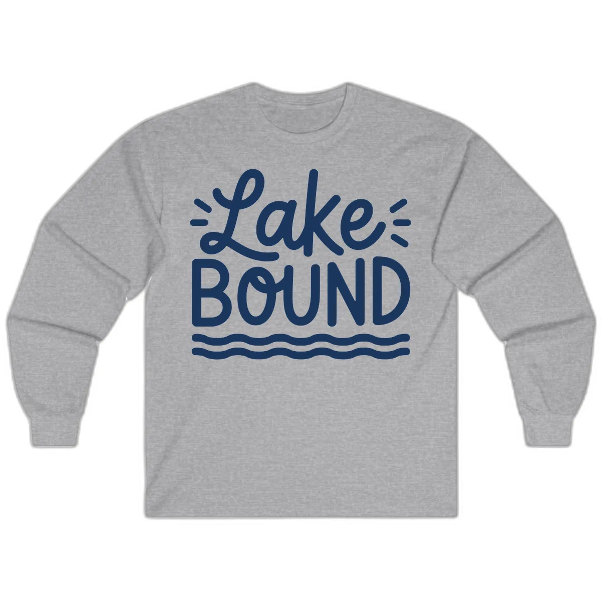 Lake Bound Typography Design Long Sleeve in Sport Grey