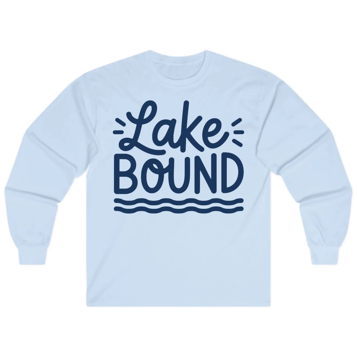 Lake Bound Typography Design Long Sleeve in Light Blue