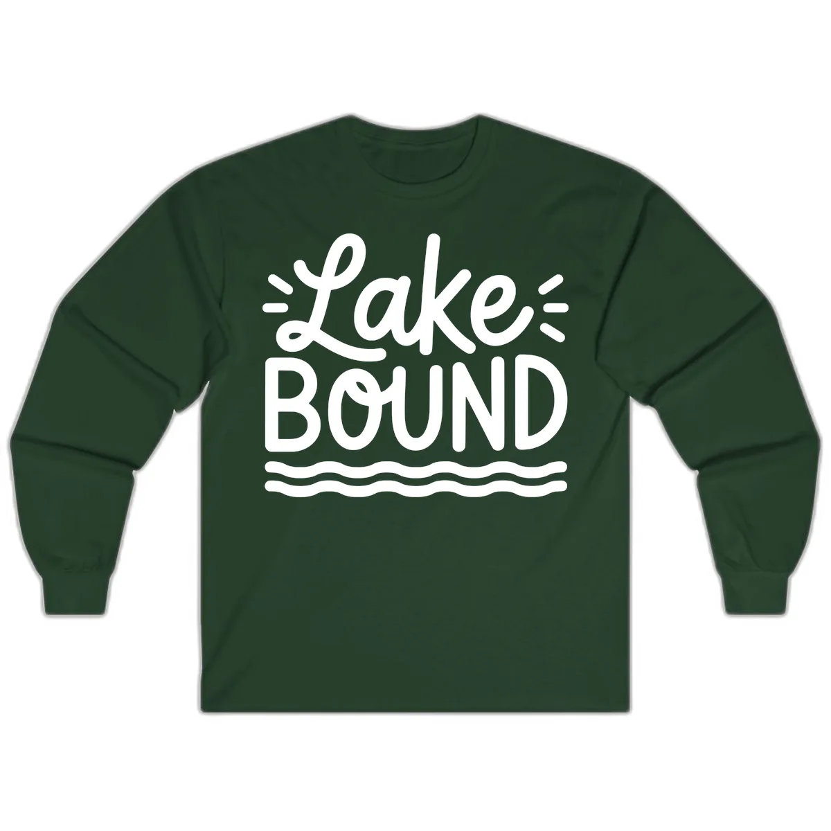 Lake Bound Typography Design Long Sleeve in Forest Green