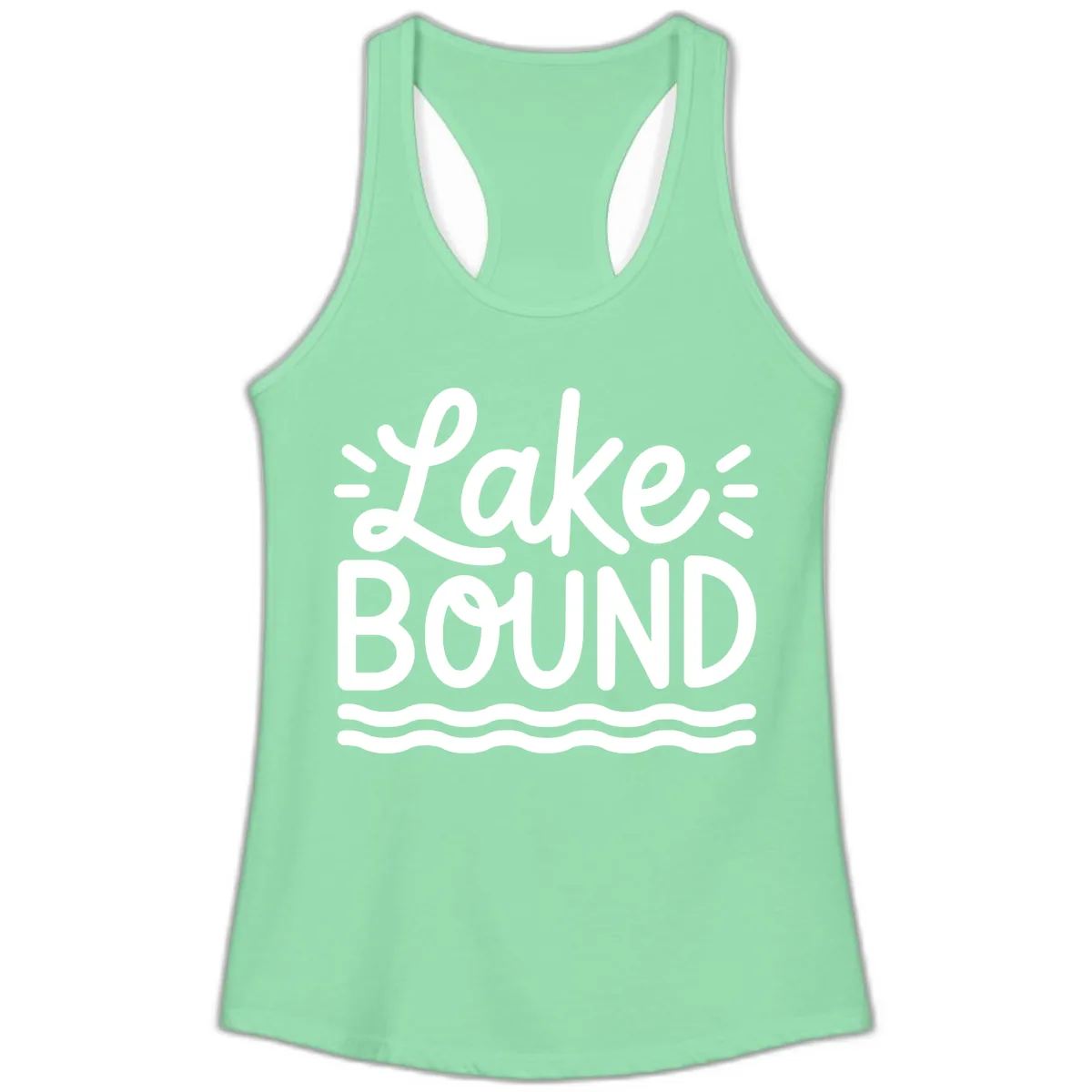 Lake Bound Typography Design Ladies Tank in Solid Mint