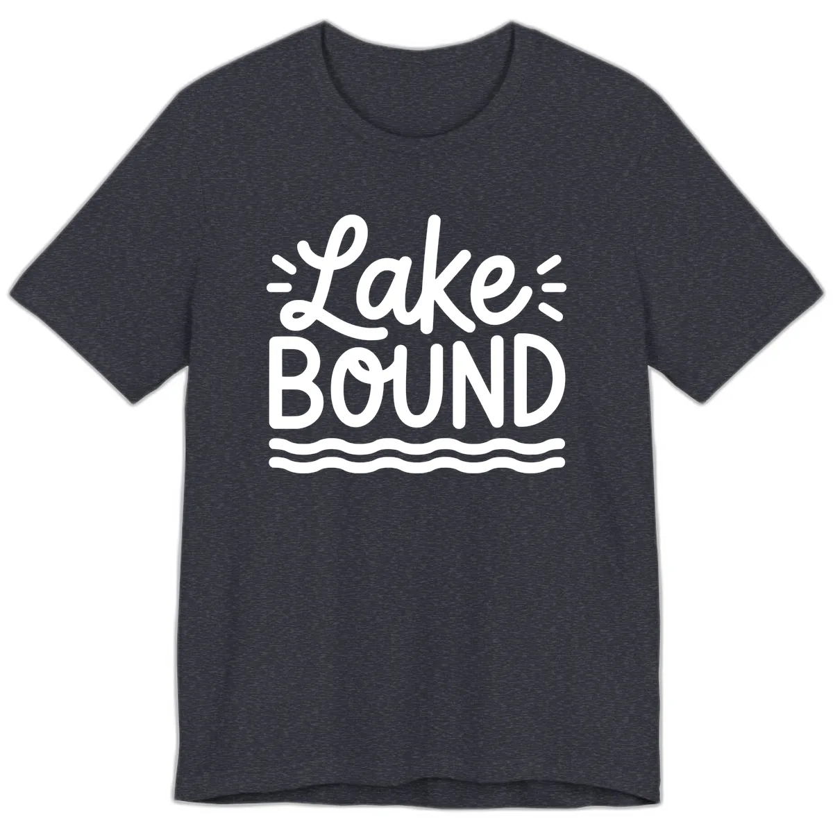 Lake Bound Typography Design Premium T-Shirt in Heather Navy