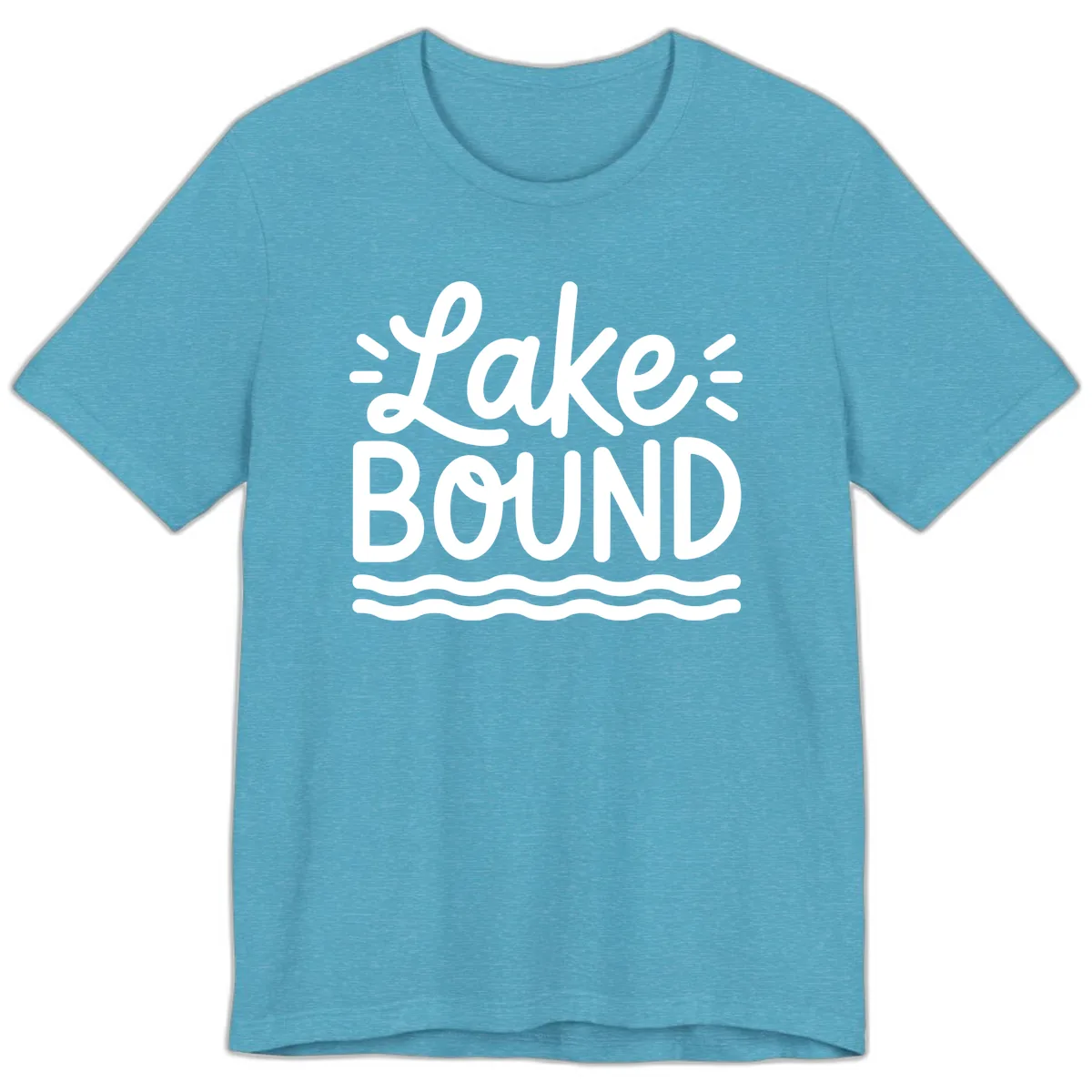 Lake Bound Typography Design Premium T-Shirt in Heather Aqua