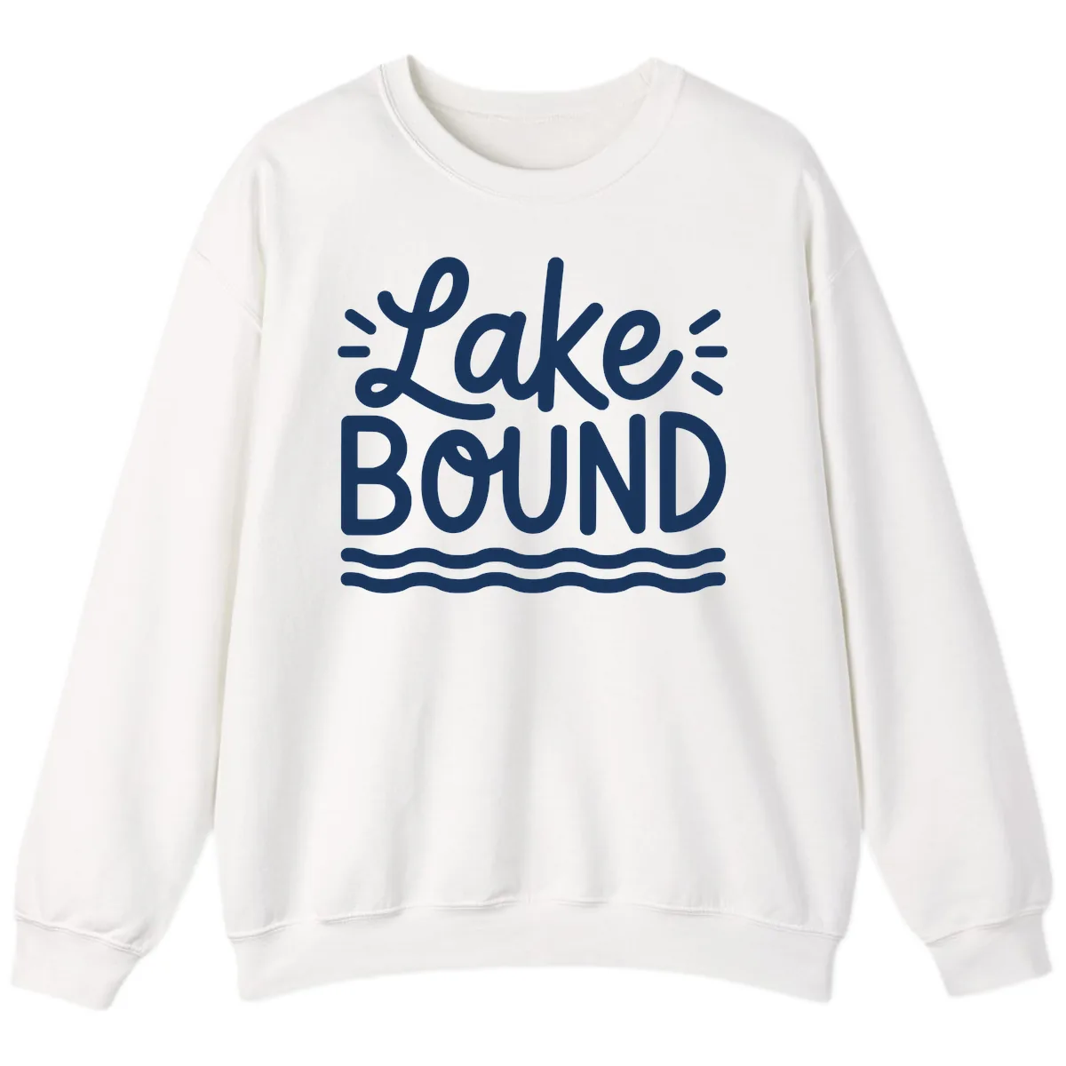 Lake Bound Typography Design Sweatshirt in White