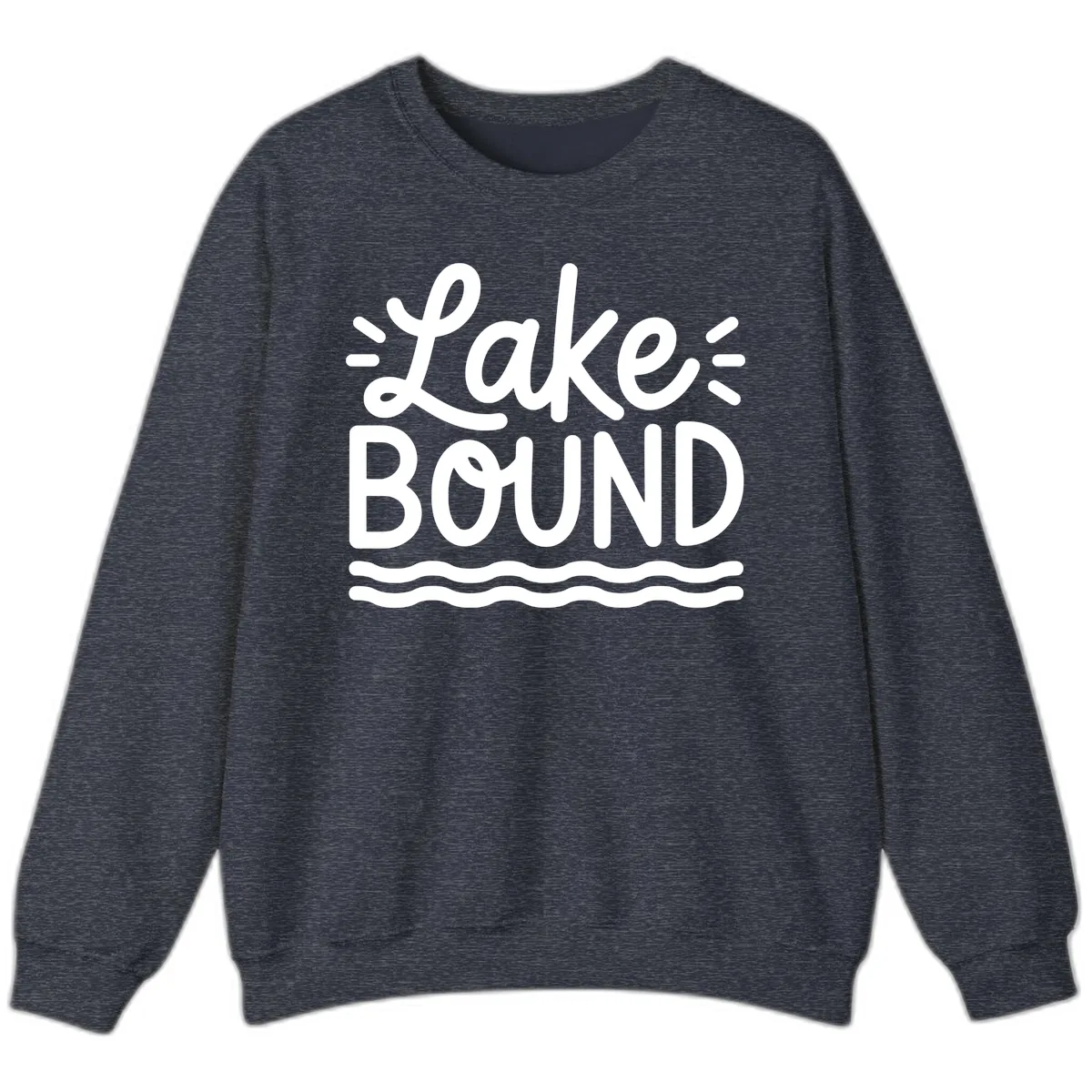 Lake Bound Typography Design Sweatshirt in Heather Sport Dark Navy