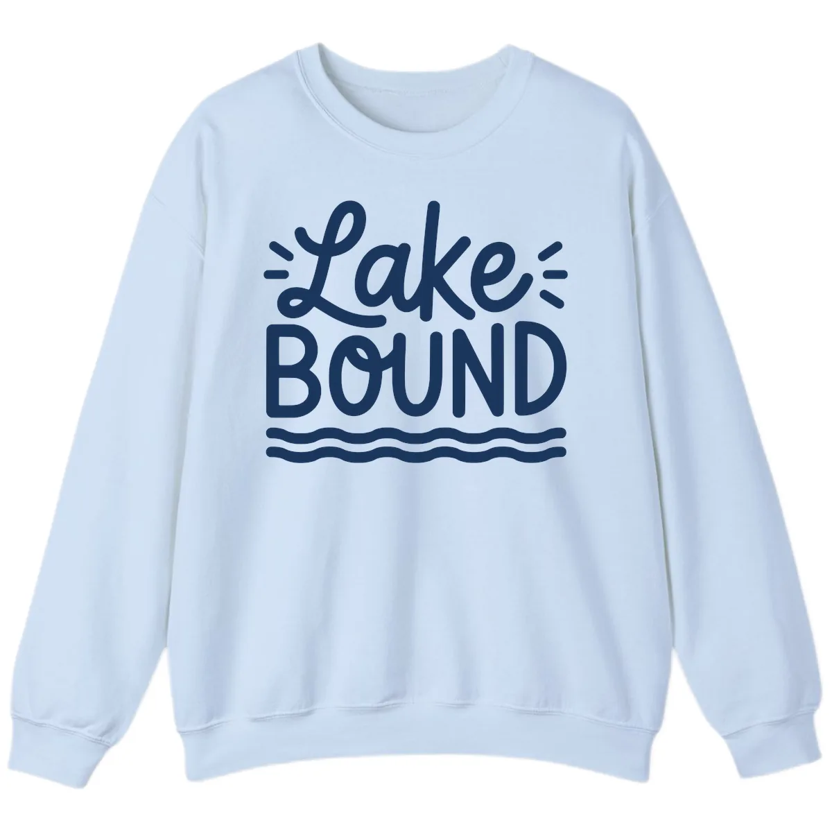 Lake Bound Typography Design Sweatshirt in Light Blue