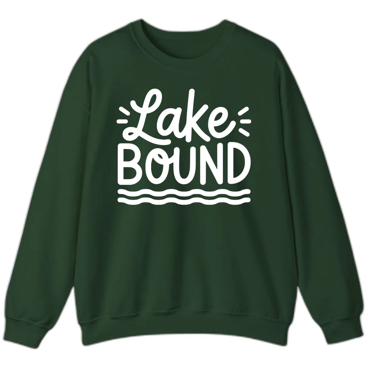 Lake Bound Typography Design Sweatshirt in Forest Green