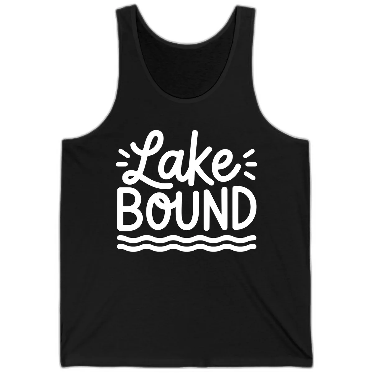 Lake Bound Typography Design Tank in Black