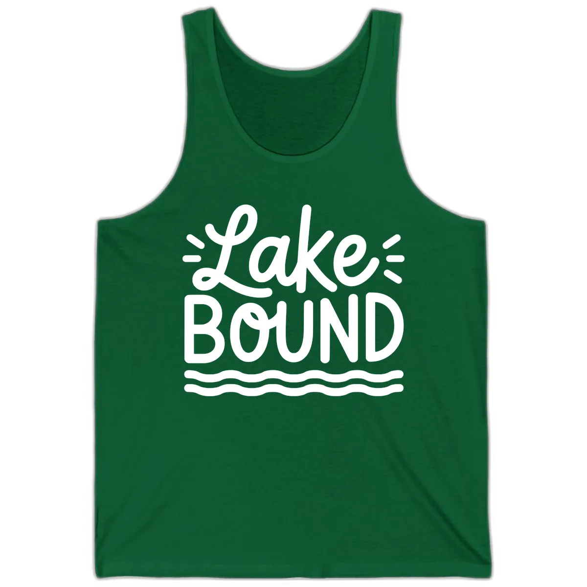 Lake Bound Typography Design Tank in Kelly