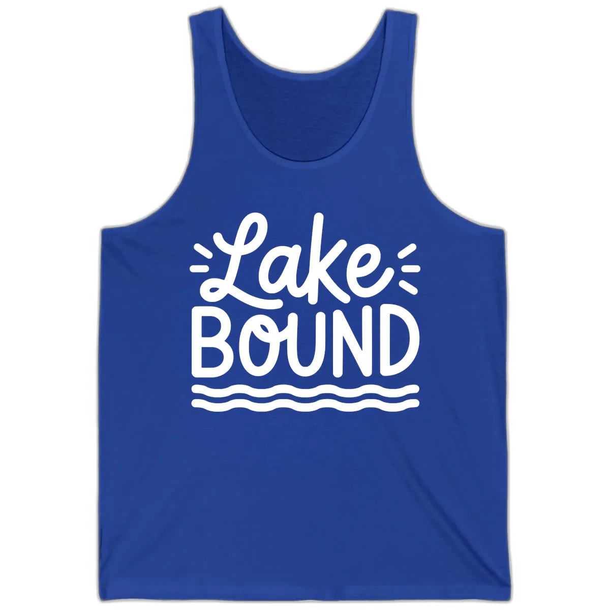 Lake Bound Typography Design Tank in True Royal
