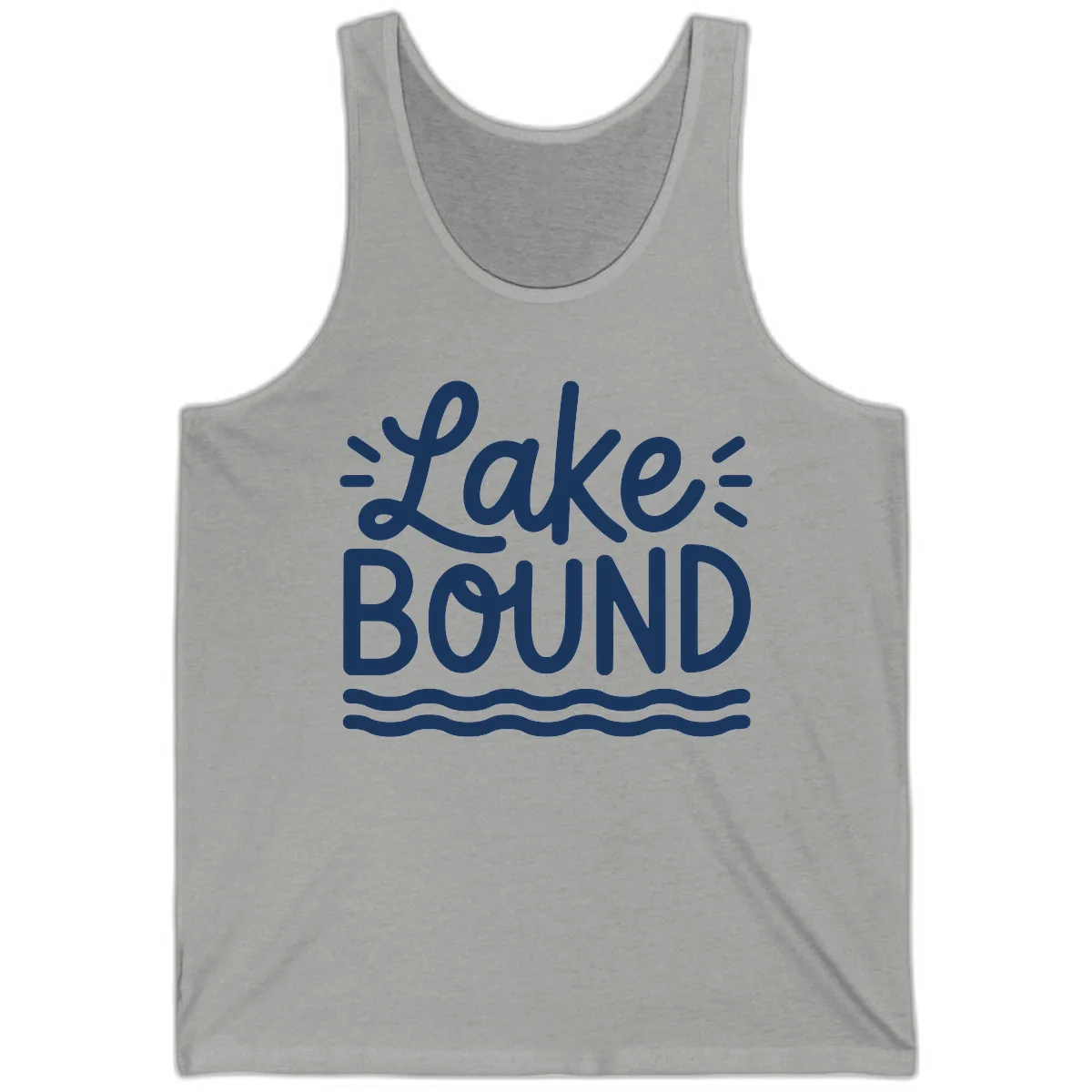 Lake Bound Typography Design Tank in Athletic Heather