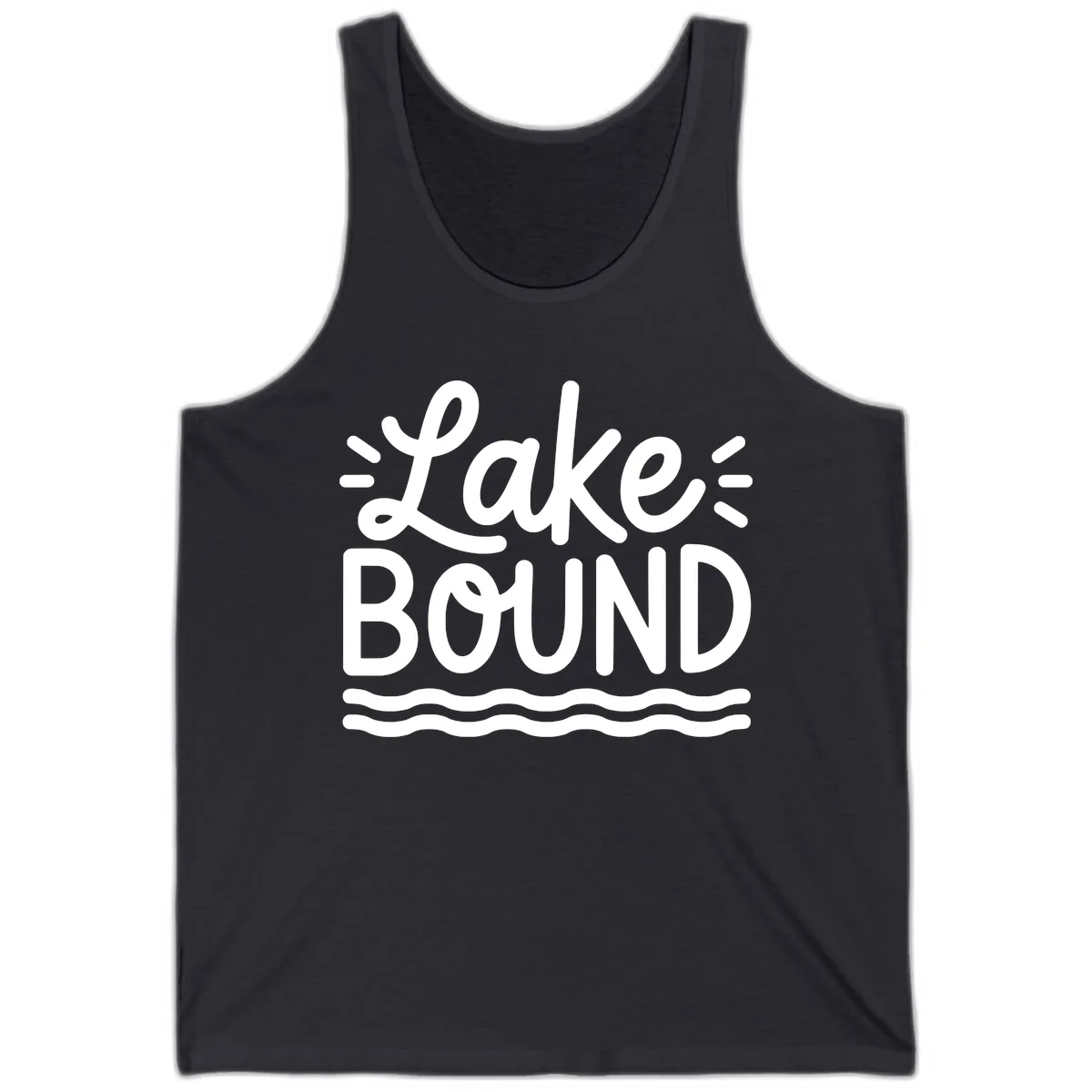 Lake Bound Typography Design Tank in Dark Grey