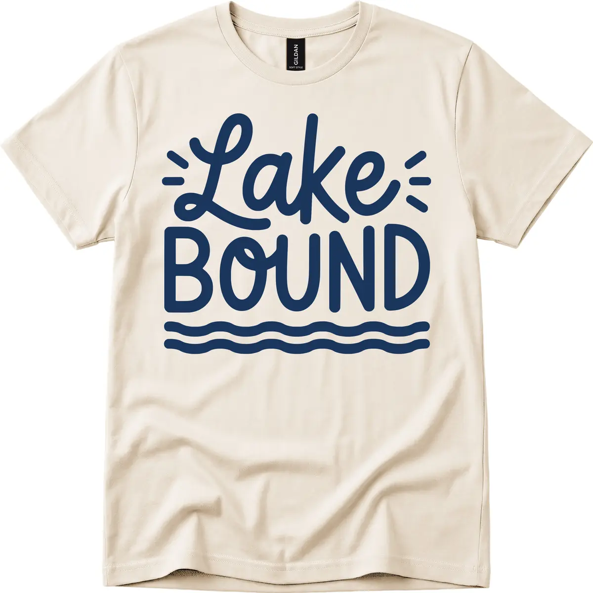 Lake Bound Typography Design T-Shirt in Natural