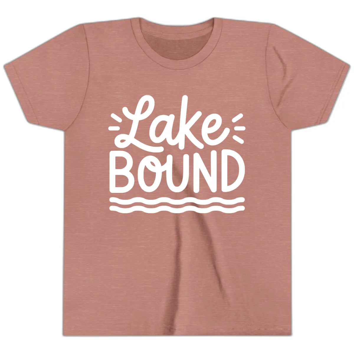 Lake Bound Typography Design Youth T-Shirt in Heather Mauve