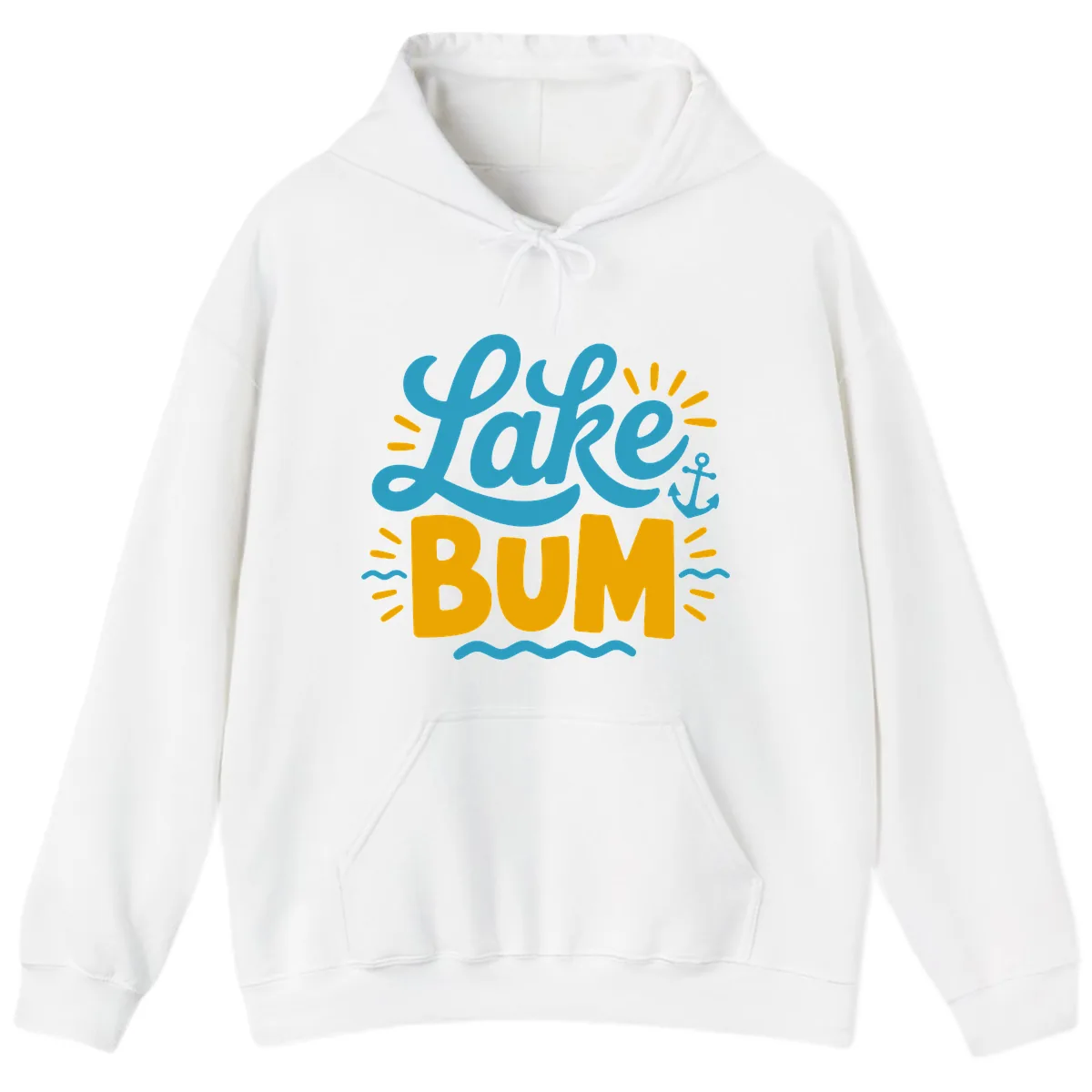 Lake Bum Typography Design Hoodie in White