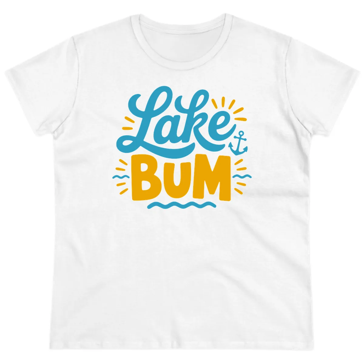 Lake Bum Typography Design Ladies Tee in White
