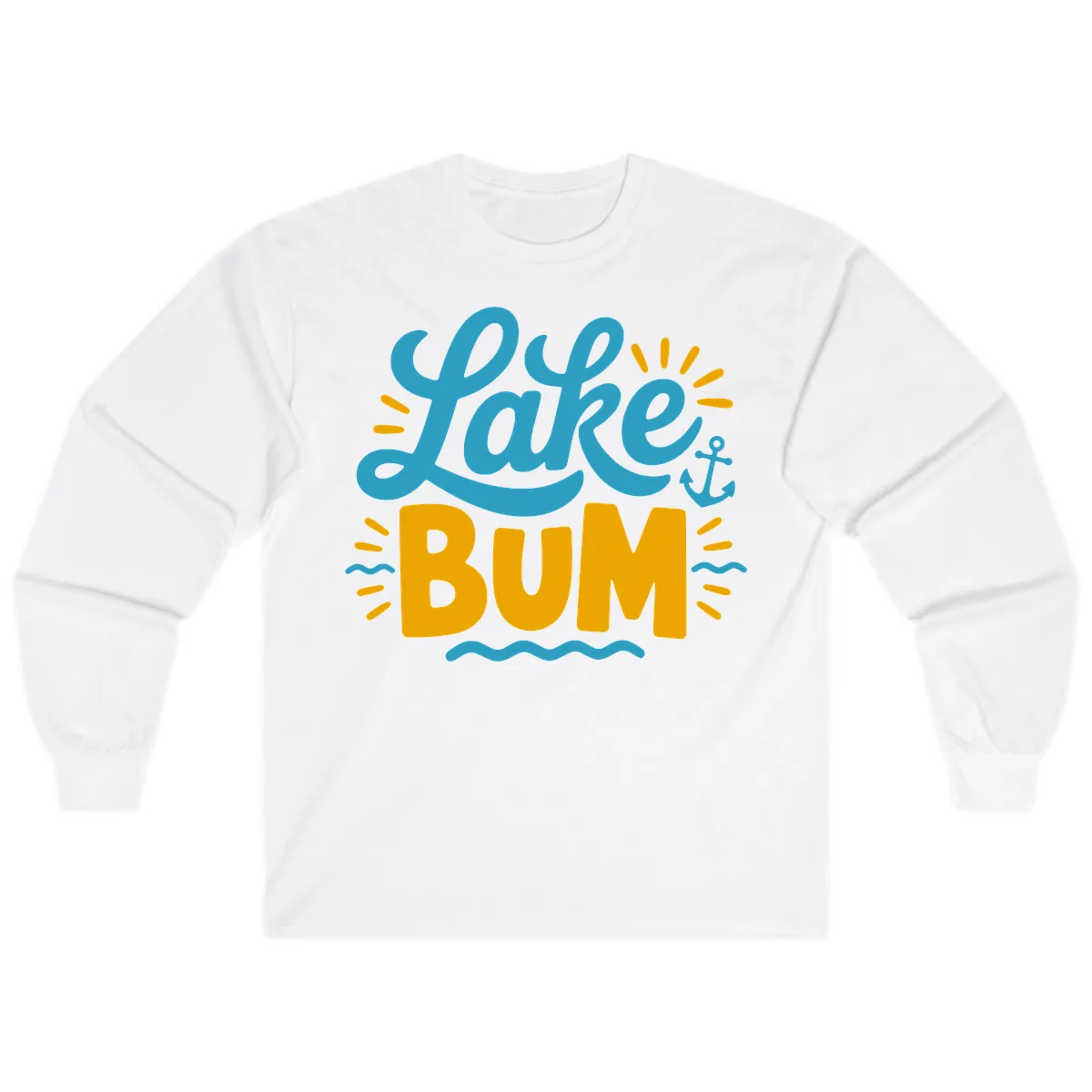 Lake Bum Typography Design Long Sleeve in White