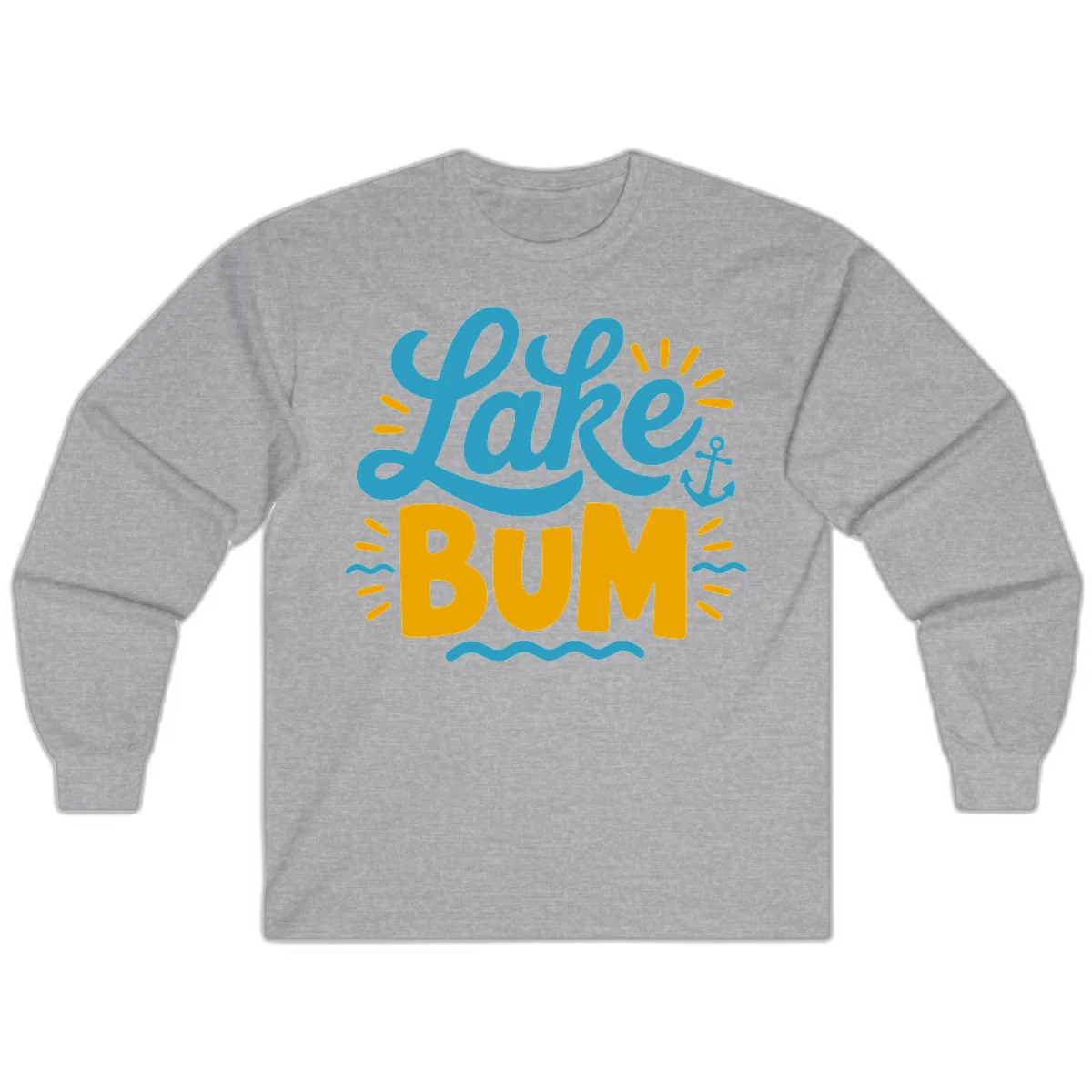 Lake Bum Typography Design Long Sleeve in Sport Grey
