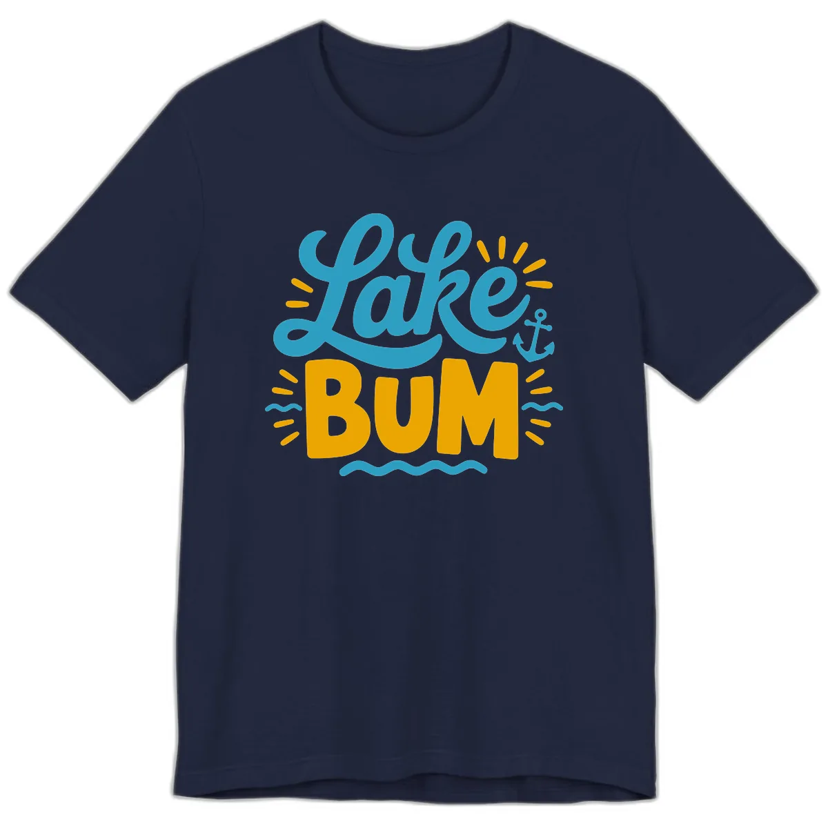 Lake Bum Typography Design Premium T-Shirt in Navy