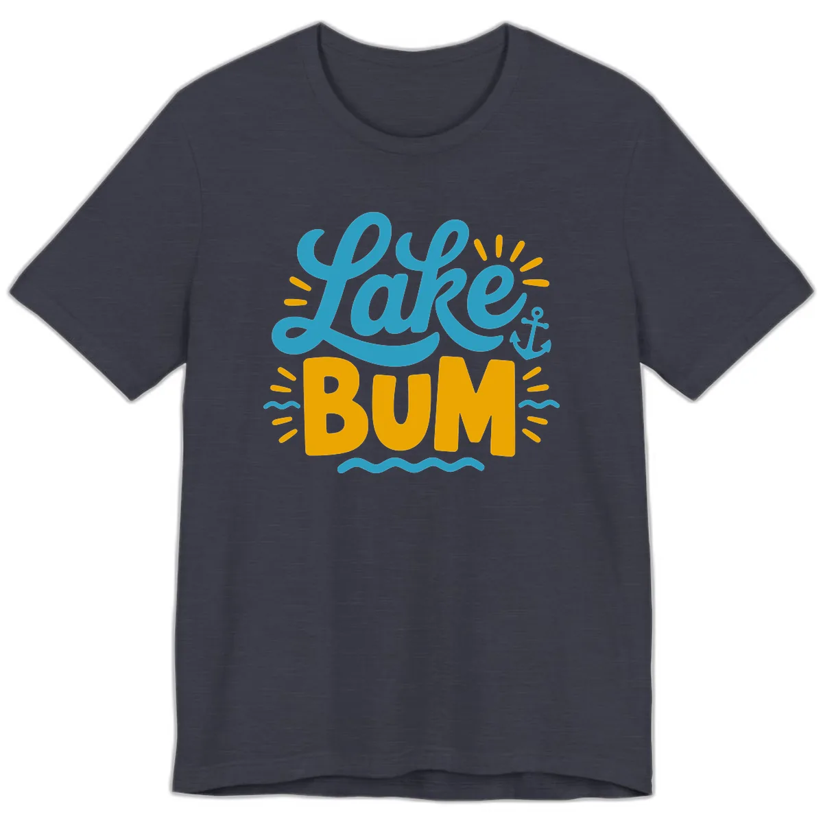 Lake Bum Typography Design Premium T-Shirt in Heather Midnight Navy