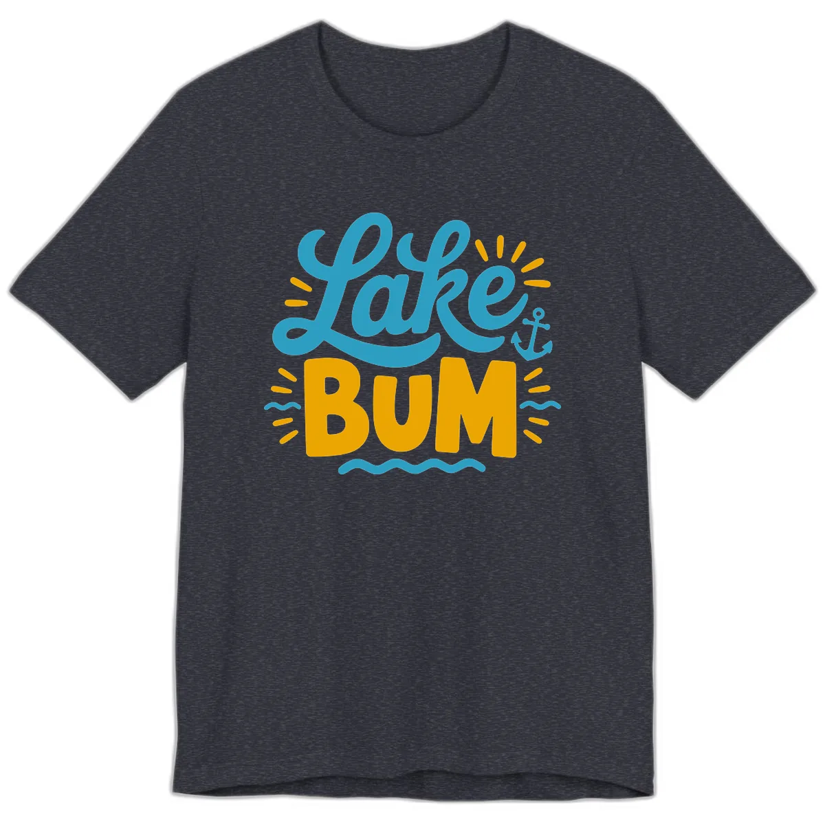 Lake Bum Typography Design Premium T-Shirt in Heather Navy