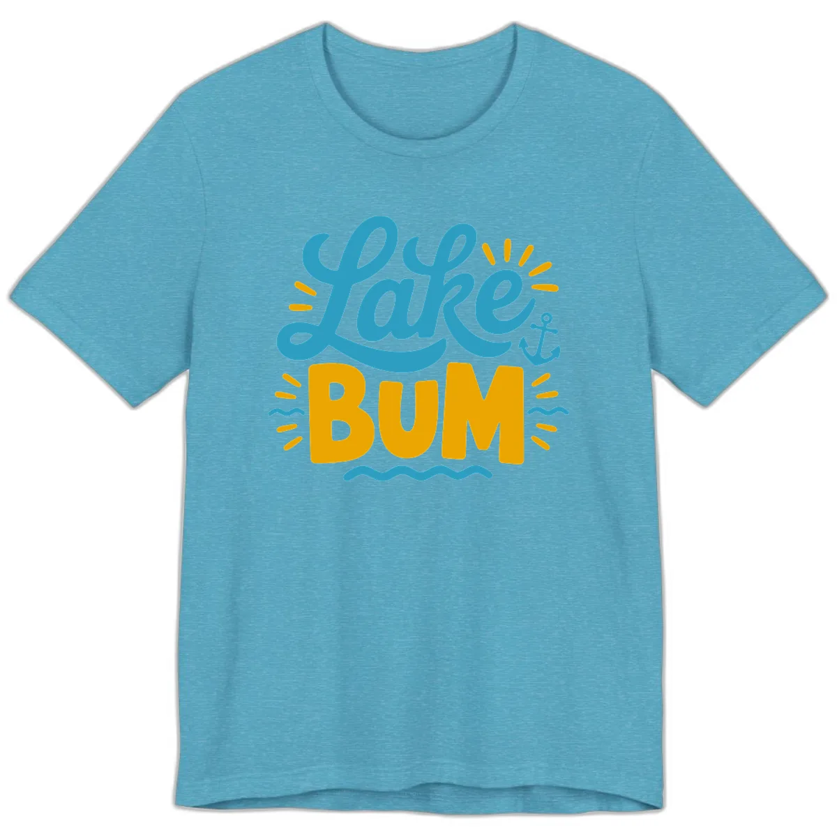 Lake Bum Typography Design Premium T-Shirt in Heather Aqua