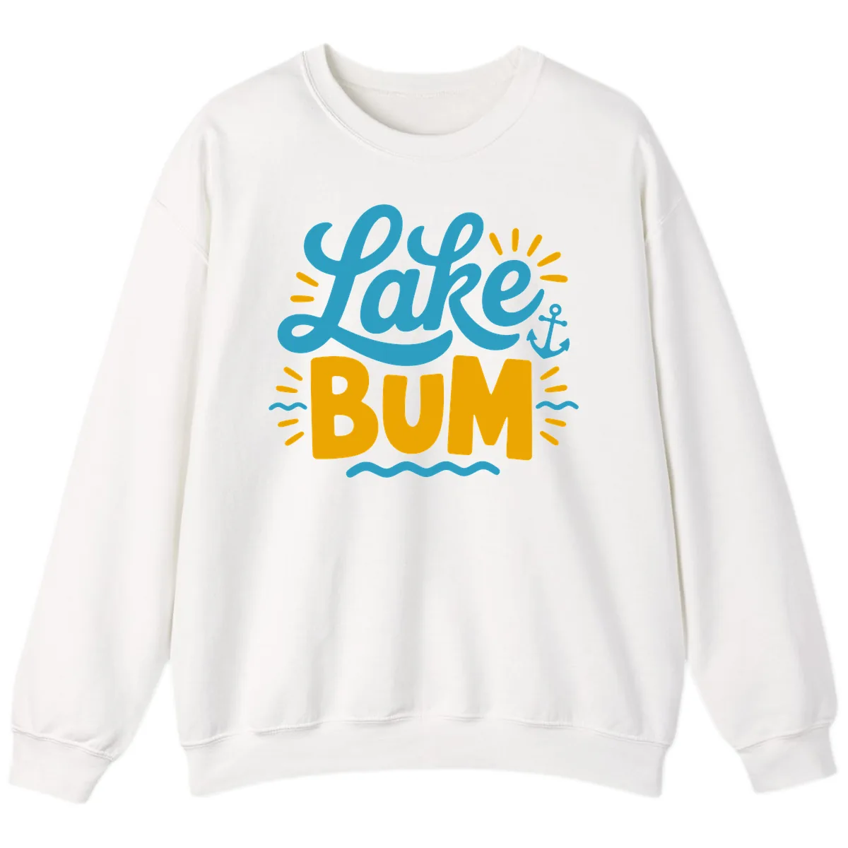 Lake Bum Typography Design Sweatshirt in White