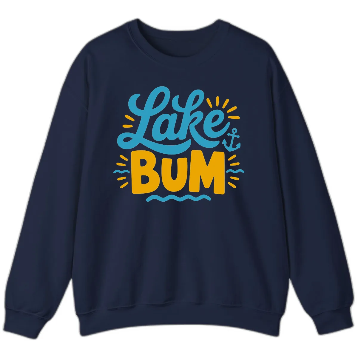 Lake Bum Typography Design Sweatshirt in Navy