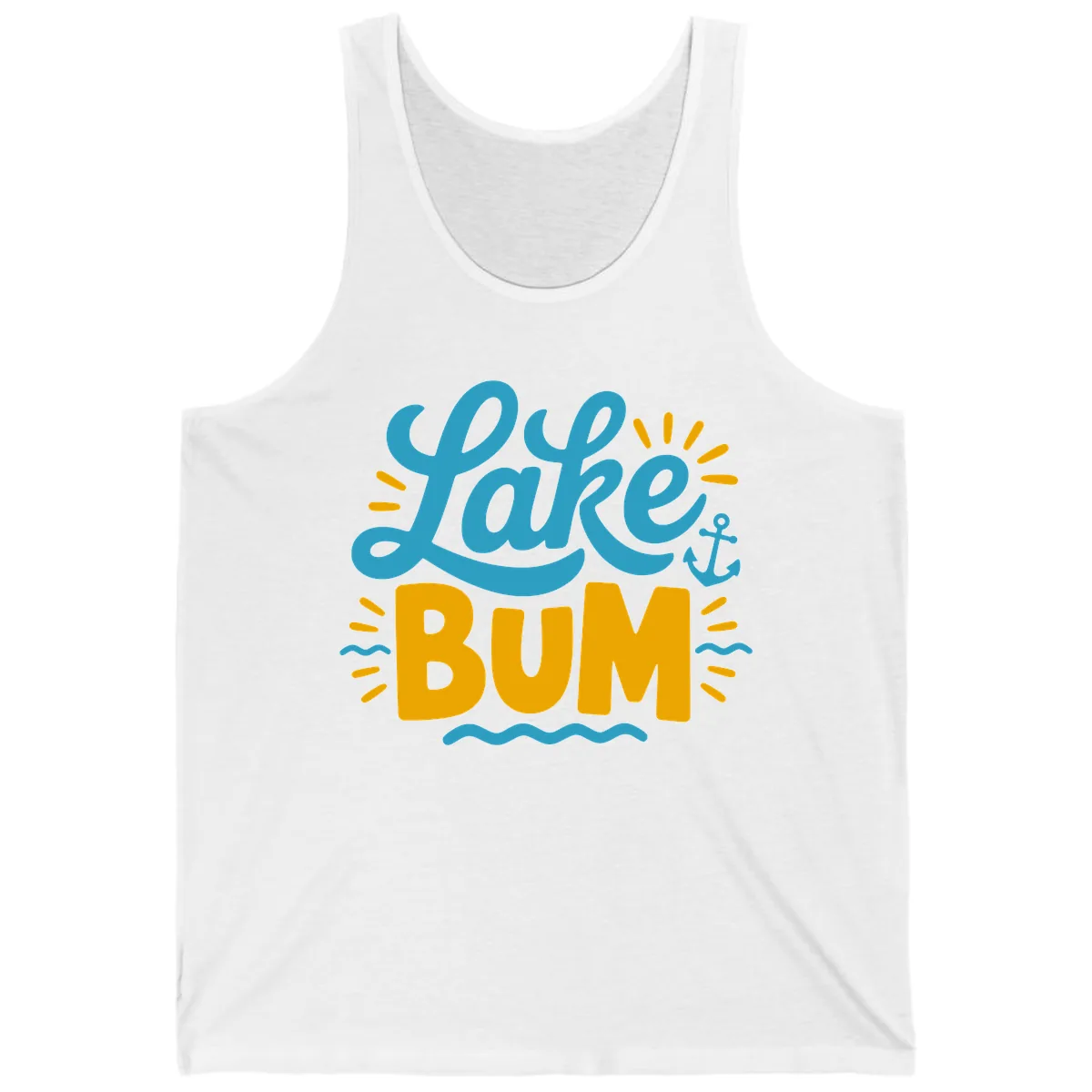 Lake Bum Typography Design Tank in White