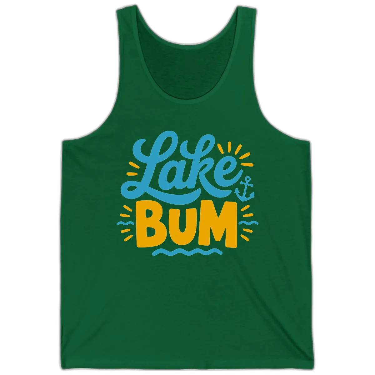 Lake Bum Typography Design Tank in Kelly