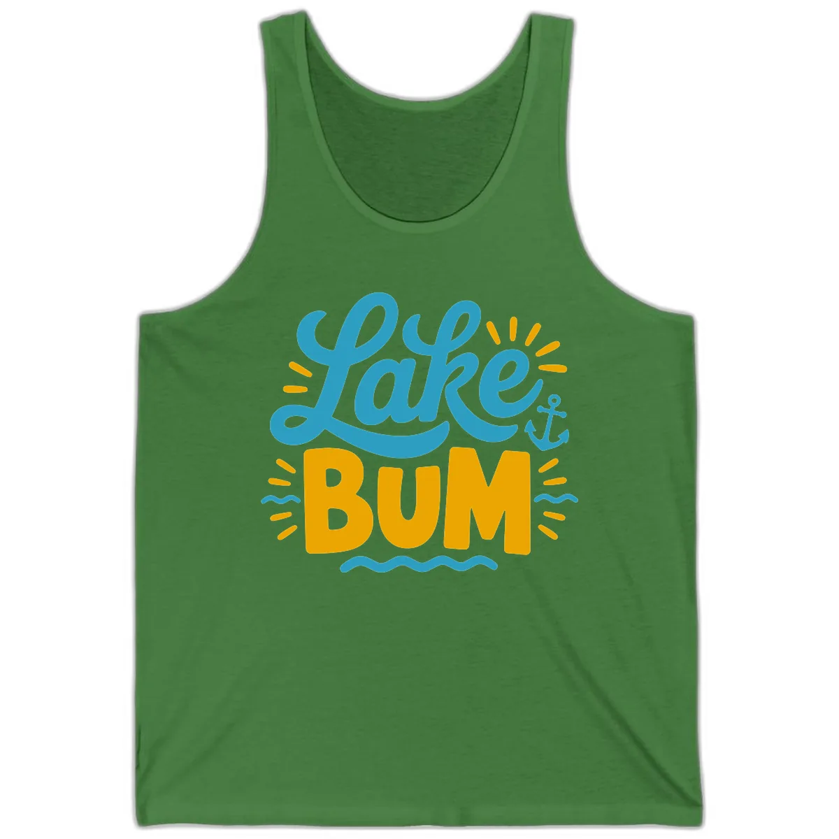 Lake Bum Typography Design Tank in Leaf