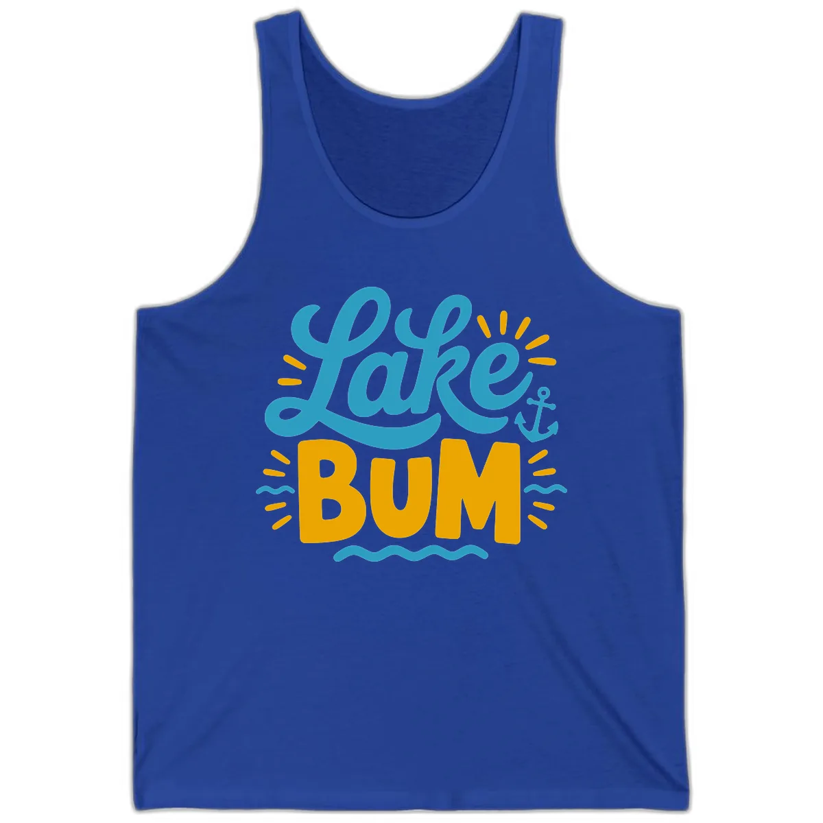 Lake Bum Typography Design Tank in True Royal