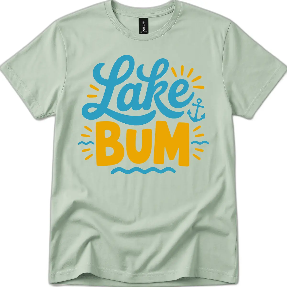 Lake Bum Typography Design T-Shirt in Sage