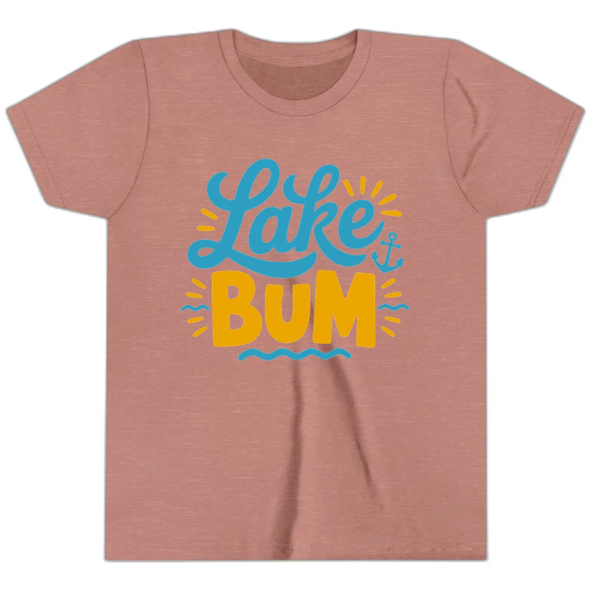 Lake Bum Typography Design Youth T-Shirt in Heather Mauve