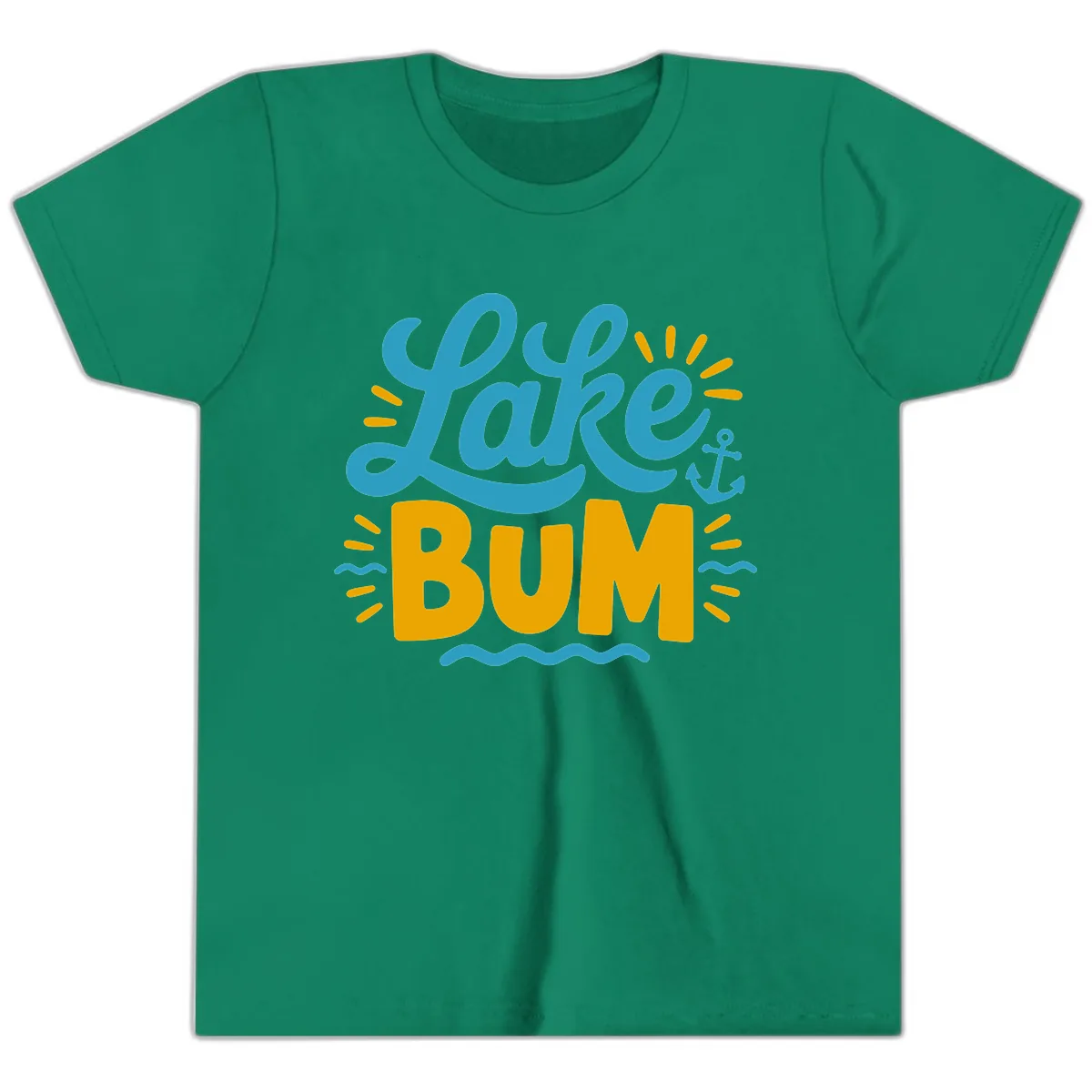 Lake Bum Typography Design Youth T-Shirt in Kelly