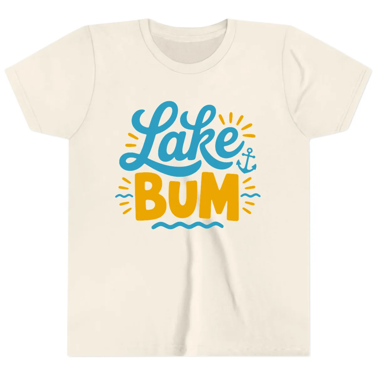 Lake Bum Typography Design Youth T-Shirt in Natural